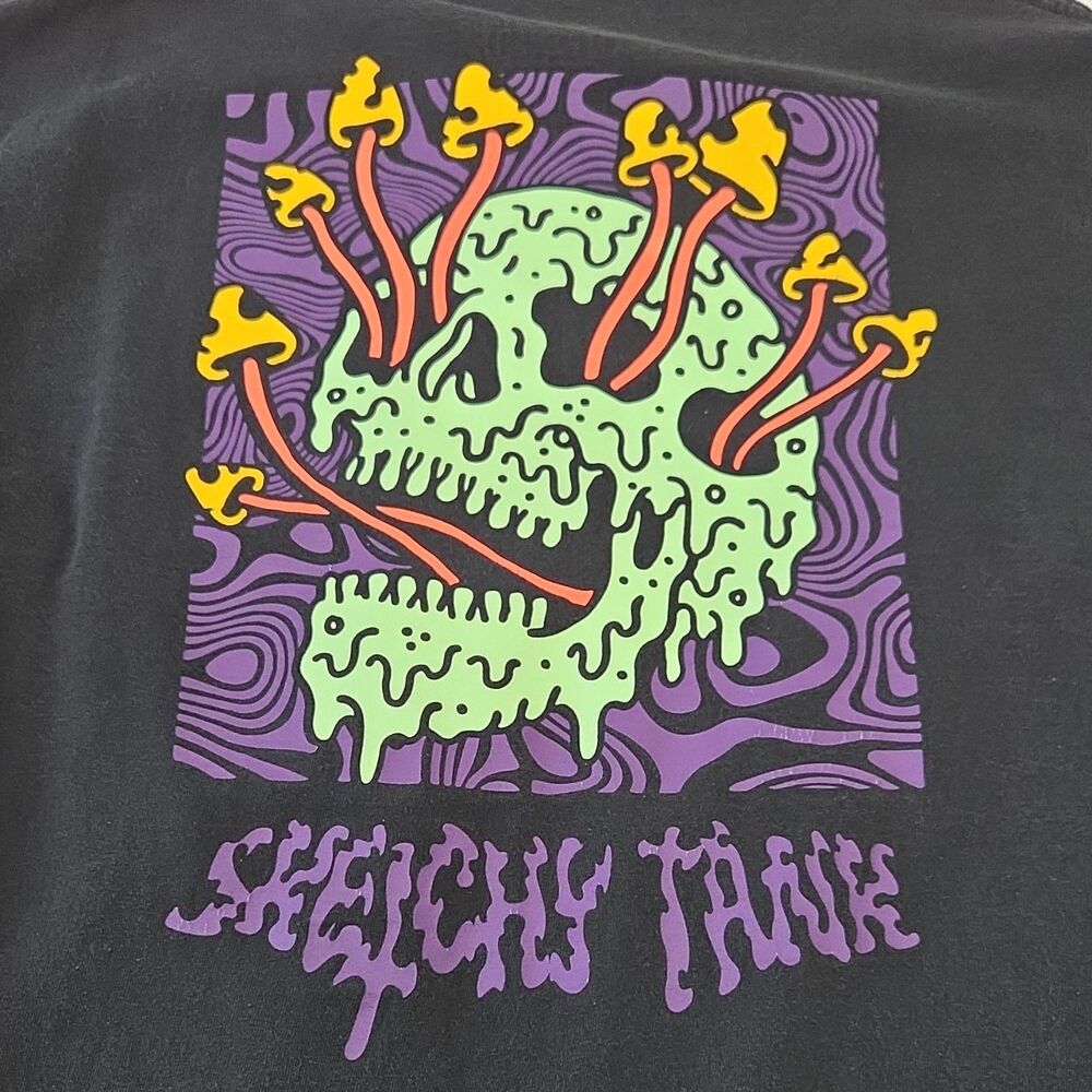 Sketchy Tank Lurking Class Skull Graphic Black Crew Neck Men's T-Shirt Size L